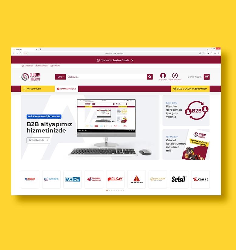 B2B E-Ticaret Sitesi Tasarımı
